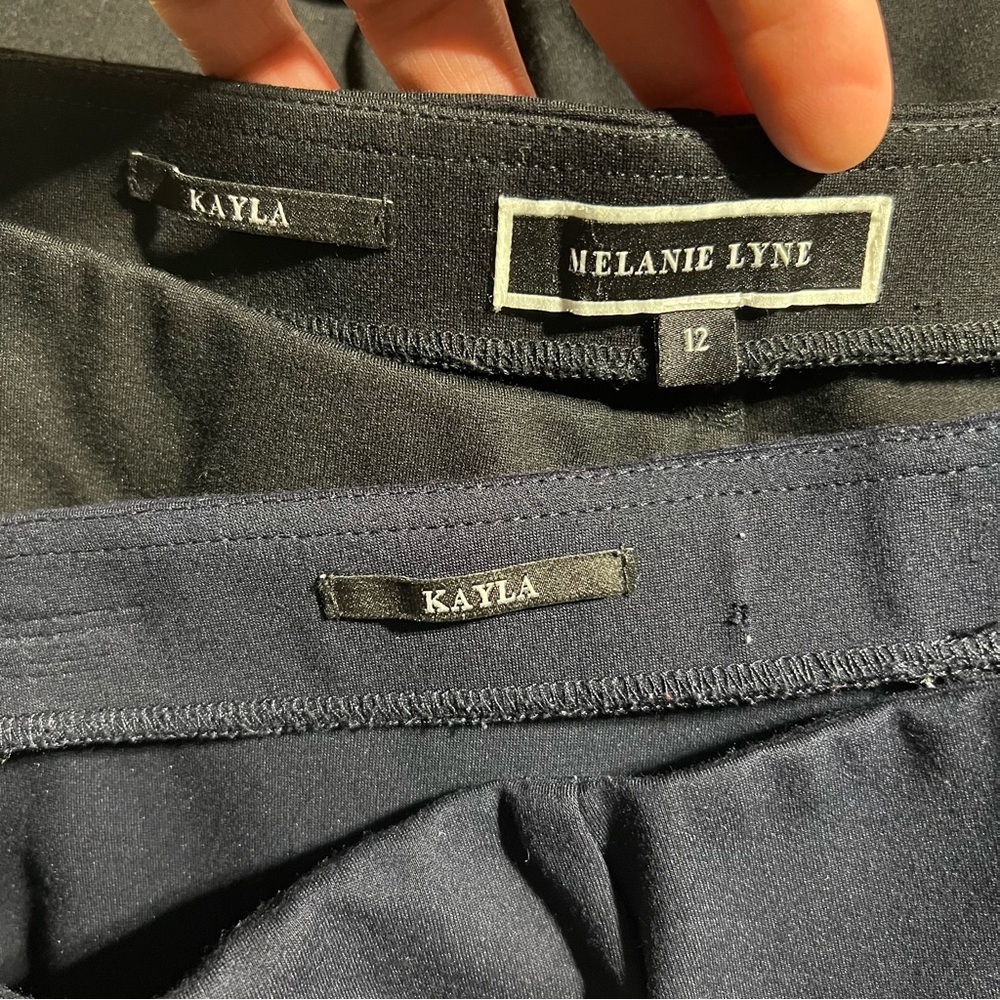 2 Pair Melanie Lyne Pull-on Ponte Kayla Pants Navy And Black - Picture 2 of 5